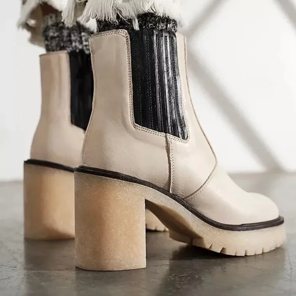 Free People Boots White James Chelsea Lug Sole Chunky Y2K 90s NIB - Picture 13 of 15